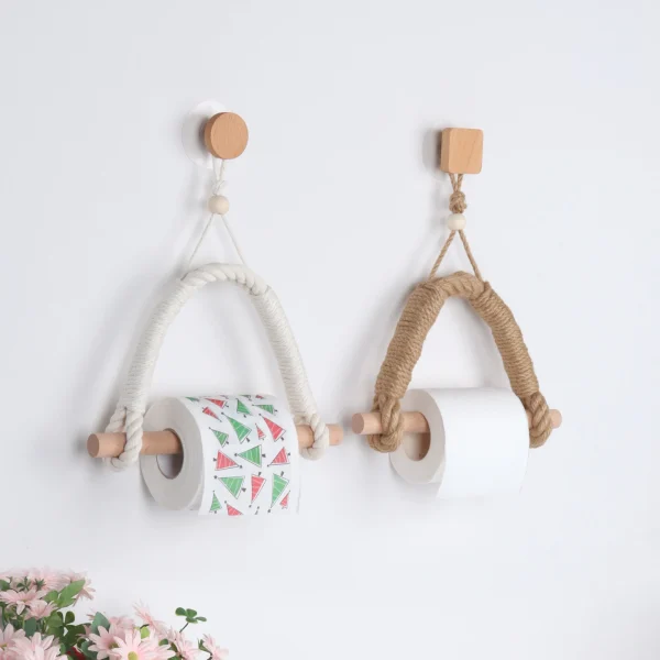 Nordic Wall-mounted Wooden Tissue Holder Bedroom Living Room Paper Towel Holder Bathroom Accessories Toilet Paper Holder Stand 4