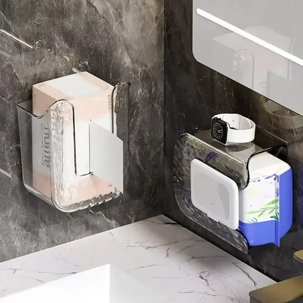 Punch-Free Toilet Paper Holder Box Waterproof Storage Toilet Paper Storage Rack Paper Towel Kitchen Bathroom Storage Box 2