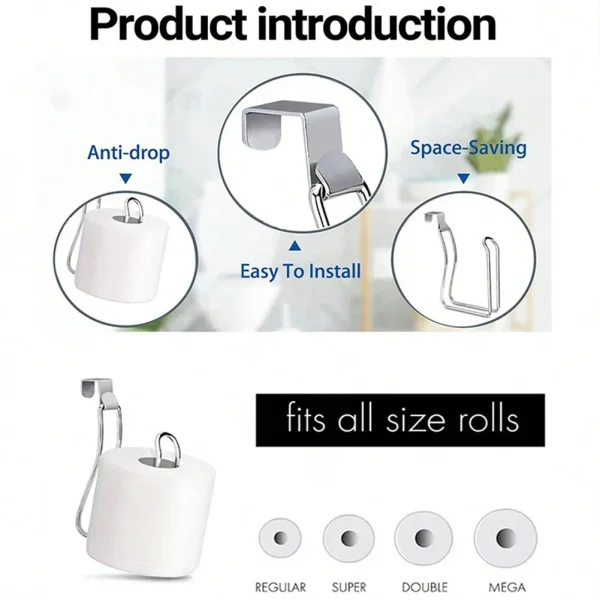 1 Pcs Over Tank Toilet Paper Holder Hanging Toilet Papers Holder Paper Cabinet No Punching Tissue Towel Rolls Dispenser 3