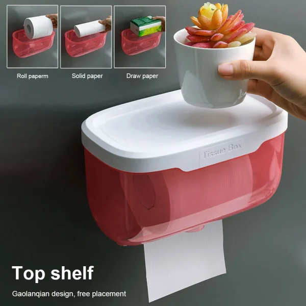 Wall Mount Bathroom Tissue Box Waterproof Storage Toilet Paper Storage Rack Organizer Paper Towel Holder Home Toilet Tissue Box 2
