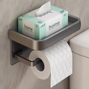Stainless Steel Toilet Paper Holder Wall Mounted Self Adhesive Bathroom Tissue Roll Towel No Punching Kitchen Aluminum Rack 1