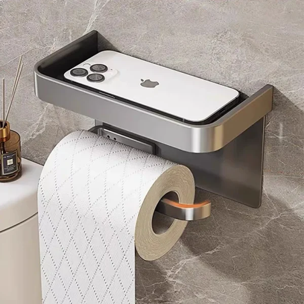 Stainless Steel Toilet Paper Holder Wall Mounted Self Adhesive Bathroom Tissue Roll Towel No Punching Kitchen Aluminum Rack 2