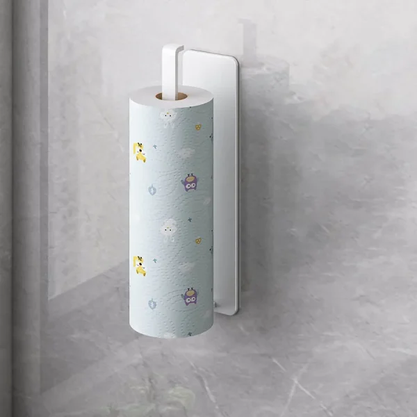 Wall-Mounted Kitchen Tissue Holder Free-Punching Roll Paper Storage Rack Kitchen Tissue Preservation Film Towel Storage Rack 5