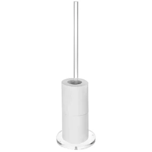 Standing Reserve Tissue Roll Holder Acrylic Freestanding Toilet Paper Holder Vertical Modern for Toilet Spare Rolls Storage 1