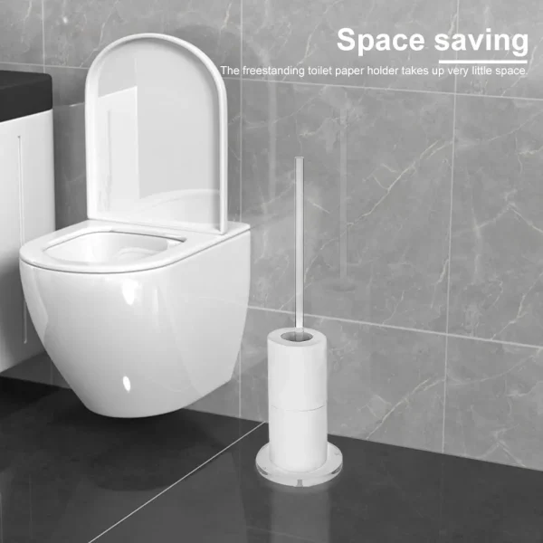 Standing Reserve Tissue Roll Holder Acrylic Freestanding Toilet Paper Holder Vertical Modern for Toilet Spare Rolls Storage 4
