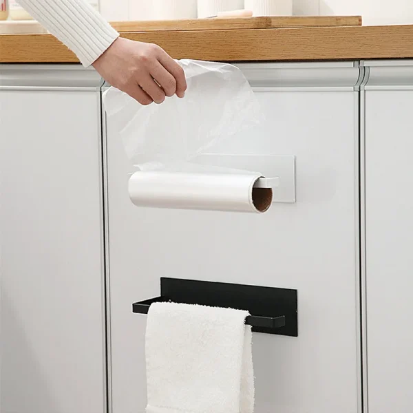 3186 Kitchen Paper Hanger Non Perforated Towel Holder Toilet Roll Paper Holder Fresh Film Storage Rack Wall Hanging Shelf 4