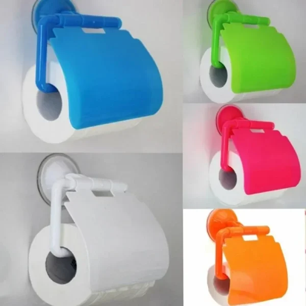 Plastic Suction Cup Toilet Paper Holder Bathroom Wall Mounted WC Paper Phone Holder Shelf Towel Roll shelf Bathroom Accessories 2