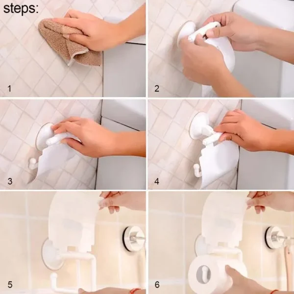 Plastic Suction Cup Toilet Paper Holder Bathroom Wall Mounted WC Paper Phone Holder Shelf Towel Roll shelf Bathroom Accessories 5