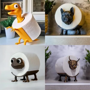 Dinosaur Toilet Roll Holder Funny Animal Toilet Paper Holder Free Paper Standing Bathroom Set 3D Printed Dog Paper Roll Holder 1
