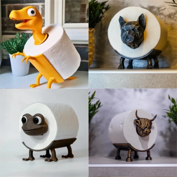 Dinosaur Toilet Roll Holder Funny Animal Toilet Paper Holder Free Paper Standing Bathroom Set 3D Printed Dog Paper Roll Holder 1