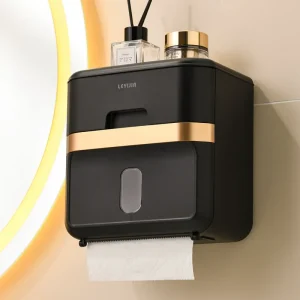 Toilet Paper Holder Box holder Bathroom Rack Waterproof Reel Tissue Storage Box Punch-free Kitchen Bathroom Storage Holder 1