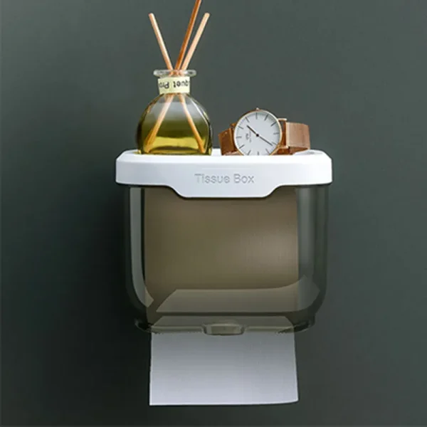 Punch-free Toilet Paper Holder Box Waterproof Storage Toilet Paper Storage Rack Paper Towel Kitchen Bathroom Storage Box 5