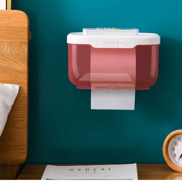 Punch-free Toilet Paper Holder Box Waterproof Storage Toilet Paper Storage Rack Paper Towel Kitchen Bathroom Storage Box 6