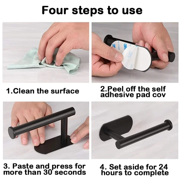 No Punching Wall Mounted Toilet Paper Holder Rustproof Anticorrosion Stainless Steel Bathroom Kitchen Roll Paper Toilet Holder 6