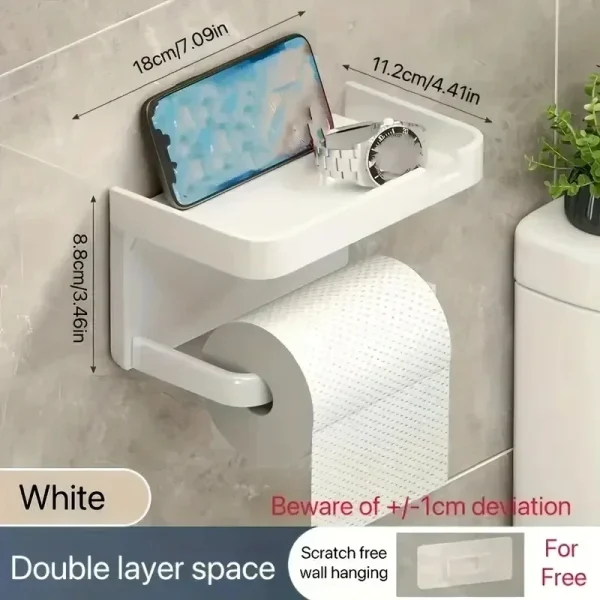Wall Mounted Toilet Paper Holder Rustproof Thickened Plastic Storage Rack For Bathroom Kitchen Toilet Paper Roll Holder 6