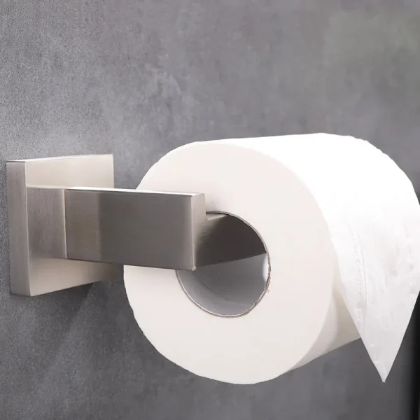 New Paper Holders Stainless Steel Toilet Roll Holder Self Adhesive in Bathroom Tissue Black Finish Easy Installation No Screw 1