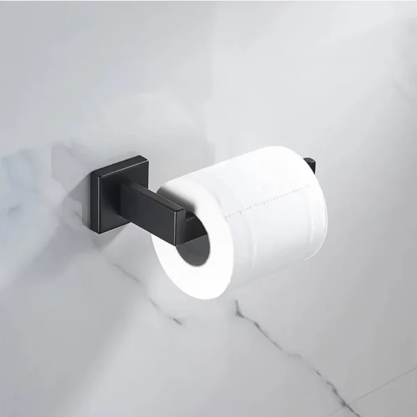 New Paper Holders Stainless Steel Toilet Roll Holder Self Adhesive in Bathroom Tissue Black Finish Easy Installation No Screw 6