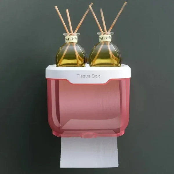 Wall Mounted Toilet Paper Holder Waterproof Tissue Box with Shelf Bathroom Organizer Kitchen Multi Purpose Storage Dispenser 4