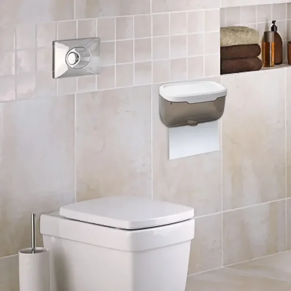 Wall Mounted Toilet Paper Holder Waterproof Tissue Box with Shelf Bathroom Organizer Kitchen Multi Purpose Storage Dispenser 5