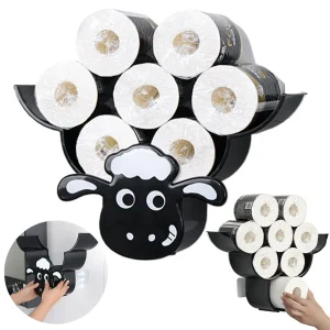 Wall Mounted Paper Storage & Organizer Sheep 7 Rolls Toilet Paper Stand Bathroom Decor Tissue Shelf Bathroom Decorative Hardware 1