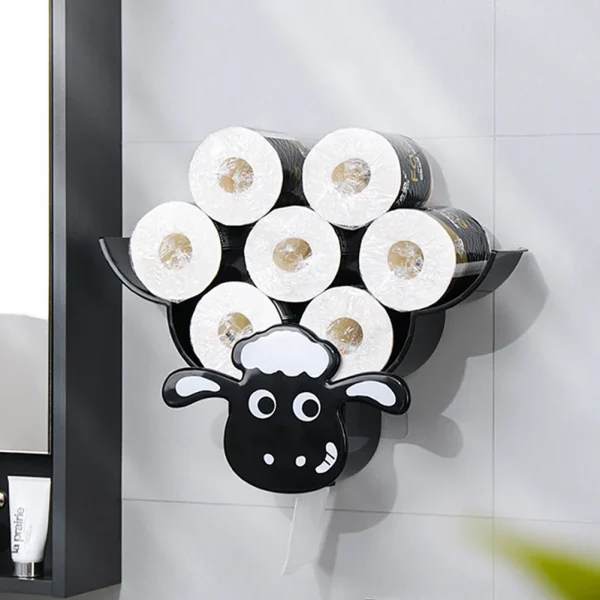 Wall Mounted Paper Storage & Organizer Sheep 7 Rolls Toilet Paper Stand Bathroom Decor Tissue Shelf Bathroom Decorative Hardware 5