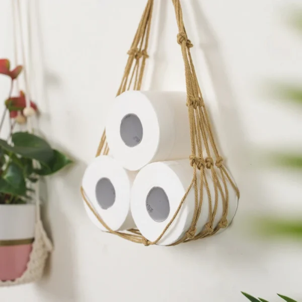 Nordic Hanging Cotton Rope Holder For Toilet Paper Magazine Books Holder Home Hotel Storage Hanging Pocket Rack Bathroom Decor 1
