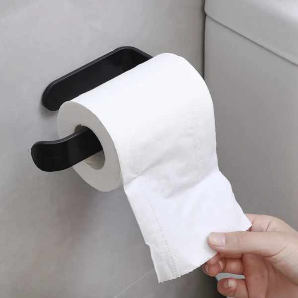 4/1PCS Bathroom Self-adhesive Toilet Paper Rack Wall Mounted Kitchen Towels Cling Film Hanger Without Punching Plastic Holder 2