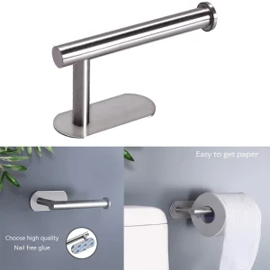 Self Adhesive Toilet Paper Towel Holder Stainless Steel Wall Mount No Punching Tissue Towel Roll Dispenser for Bathroom Kitchen 1
