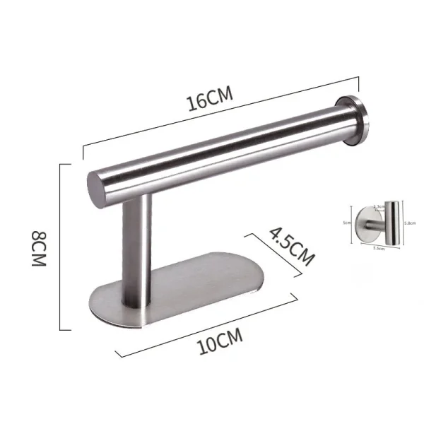 Self Adhesive Toilet Paper Towel Holder Stainless Steel Wall Mount No Punching Tissue Towel Roll Dispenser for Bathroom Kitchen 6