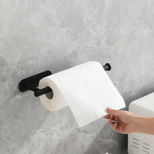 Adhesive Toilet Paper Holder Stainless Steel Wall Mount Kitchen Roll Towel Rack Napkin Dispenser Absorbent Stand Tissue Hanger 6