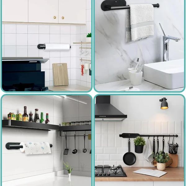 Kitchen Paper Towel Holder Adhesive Tissue Hanger Toilet Roll Paper Dispenser Cabinet Storage Napkin Rack Bathroom Accessories 2