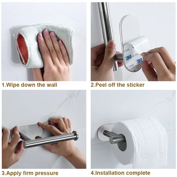 Stainless Steel Toilet Paper Holder Kitchen Roll Holder Cabinet Storage Dining Rack Wall Mounted Towel Holder 2