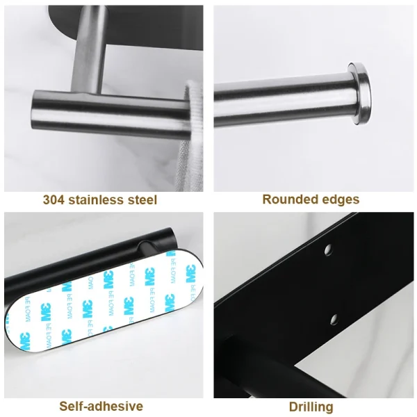 Stainless Steel Toilet Paper Holder Kitchen Roll Holder Cabinet Storage Dining Rack Wall Mounted Towel Holder 6