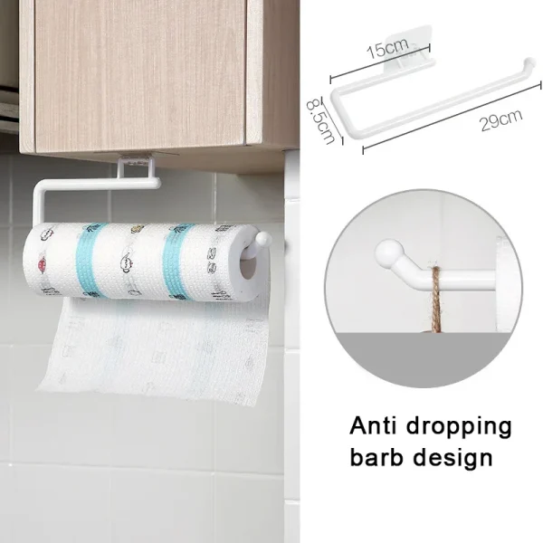 Kitchen Paper Roll Holder Towel Hanger Rack Bar Cabinet Rag Hanging Holder Shelf Toilet Paper Towel Holders for Kitchen 6