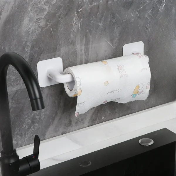 1/2pcs Adhesive Toilet Roll Paper Holder Organizer Wall Mount Storage Stand Kitchen Bathroom No Drill Tissue Towel Dispenser 3