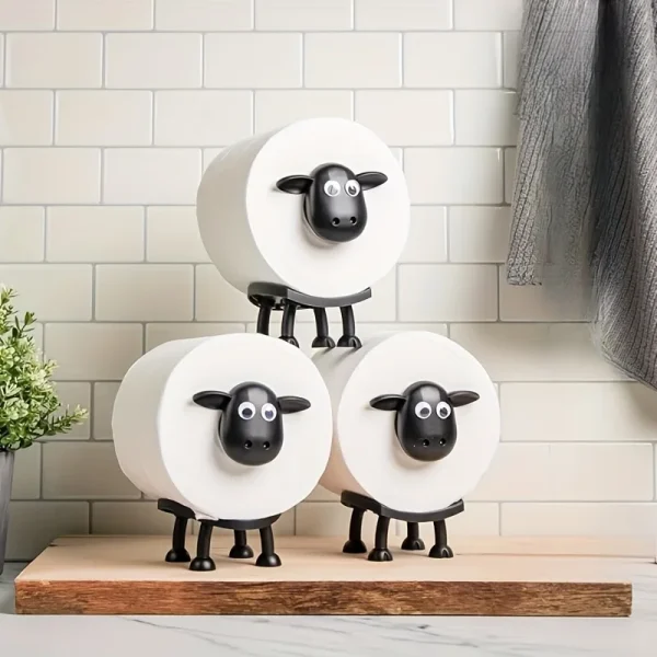 1pc/3pc Cute Sheep Dog Shape Toilet Tissue Rack Free Standing Storage Roll Paper Holder Animal Shape Decorative Toilet Paper Rac 2