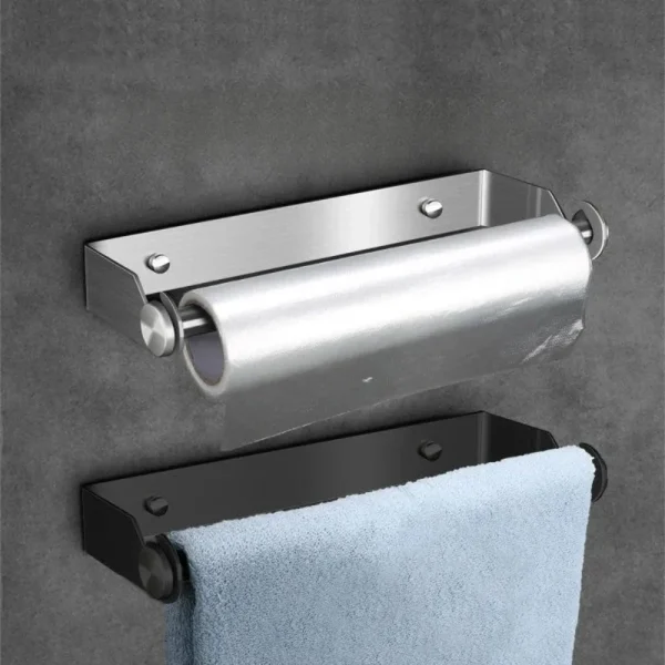 No Drill Stainless Steel Paper Towel Holder Wall Mounted Roll Stand for Kitchen Bathroom Wipe Hanging Storage Rack Tissue Holder 2