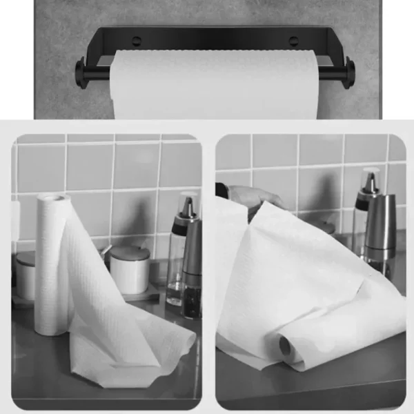 No Drill Stainless Steel Paper Towel Holder Wall Mounted Roll Stand for Kitchen Bathroom Wipe Hanging Storage Rack Tissue Holder 5