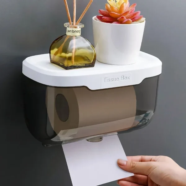 Wall Mount Toilet Napkin Holder Waterproof Mobile Phone Storage Shelf Toilet Napkin Storage Rack Tissue Bathroom Box 3 Colors 1