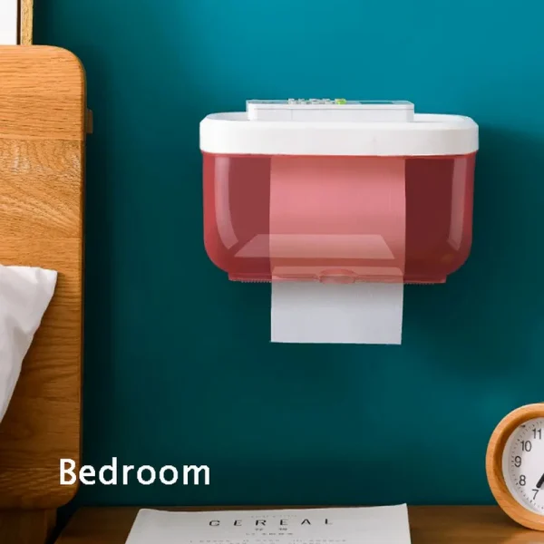 Wall Mount Toilet Napkin Holder Waterproof Mobile Phone Storage Shelf Toilet Napkin Storage Rack Tissue Bathroom Box 3 Colors 2
