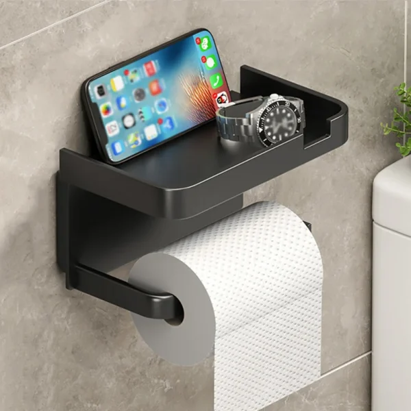 Multi-functional Stainless Steel Bathroom Wall-mounted Storage Box Toilet Paper Holder, Tissue Box Shelf, Phone Stand 1