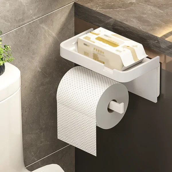 Multi-functional Stainless Steel Bathroom Wall-mounted Storage Box Toilet Paper Holder, Tissue Box Shelf, Phone Stand 2