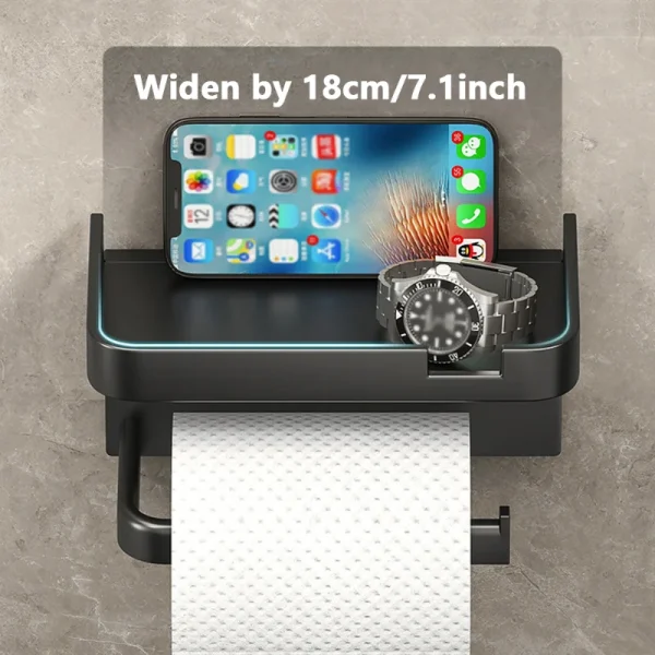 Multi-functional Stainless Steel Bathroom Wall-mounted Storage Box Toilet Paper Holder, Tissue Box Shelf, Phone Stand 3
