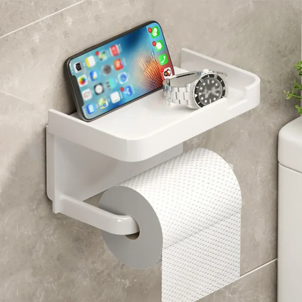 Multi-functional Stainless Steel Bathroom Wall-mounted Storage Box Toilet Paper Holder, Tissue Box Shelf, Phone Stand 5