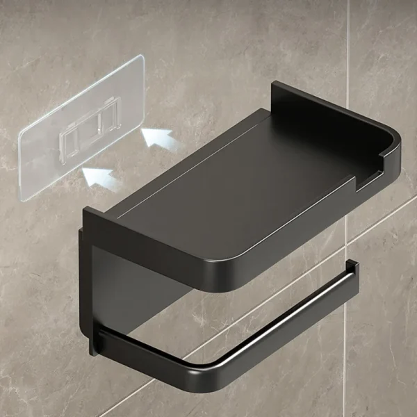 Multi-functional Stainless Steel Bathroom Wall-mounted Storage Box Toilet Paper Holder, Tissue Box Shelf, Phone Stand 6