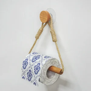 Toilet Paper Holder Wall Mounted WC Washroom Bathroom Accessories Wooden Rolling Paper Tissue Holder for Toilet Towel Rack 1