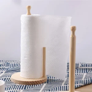 1Pc Paper Towel Holder Wooden Kitchen Bathroom Restaurant Durable Anti-Skid Tissue Vertical Stand Rack Hook Storage Accessories 1