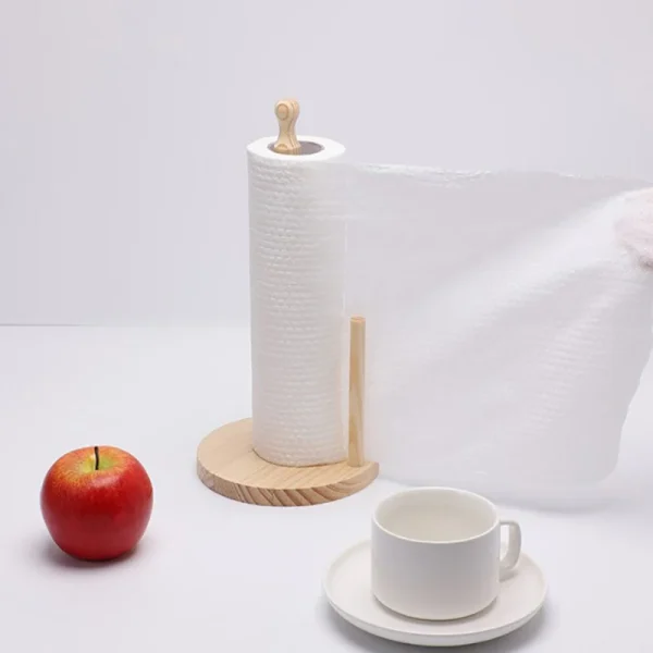 1Pc Paper Towel Holder Wooden Kitchen Bathroom Restaurant Durable Anti-Skid Tissue Vertical Stand Rack Hook Storage Accessories 2