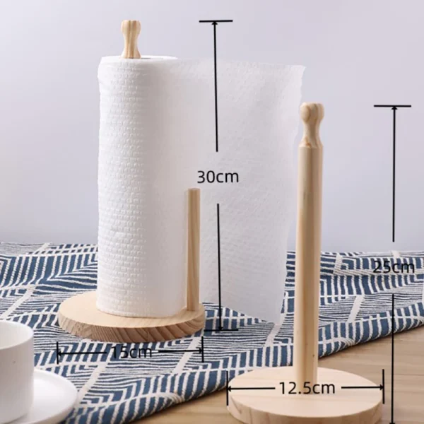 1Pc Paper Towel Holder Wooden Kitchen Bathroom Restaurant Durable Anti-Skid Tissue Vertical Stand Rack Hook Storage Accessories 3