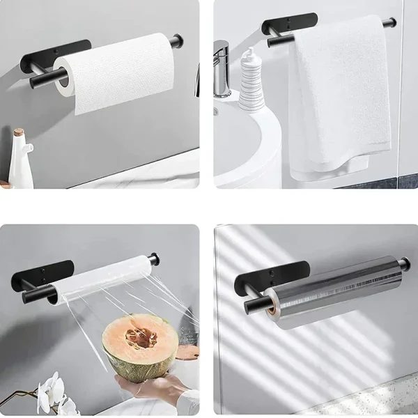 No Punching Toilet Paper Holder Self Adhesive Toilet Roll Paper Holders Bathroom Kitchen Paper Roll Holder Bath Towel Holder 4